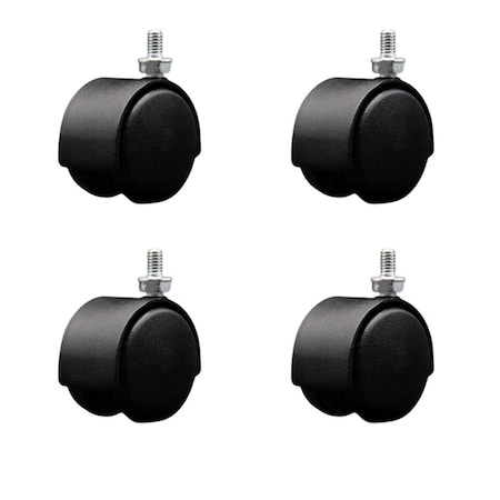 Service Caster 2'' Black Metal Hood Twin Wheel Caster Nylon Wheels 5/16 Thread Stem , 4PK SCC-TS02S50D-NYS-FB-5161812-4